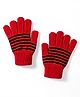 Model Knitted Striped Gloves - Red