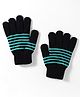 Model Knitted Striped Gloves - Black