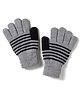 Model Knit Gloves With Stripes - Light Grey