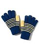 Model Knit Gloves With Stripes - Navy Blue