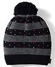 Model Knitted Striped Winter Cap Black - Diameter 9 cm