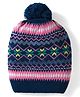 Model Knitted Designed Winter Cap Navy Blue - Diameter 9 cm