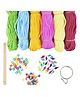 Asian Hobby Crafts Nylon Macrame Set for Craft & Knitting | 6 Colors Macrame Cord (30 Meter Each) with Crystal Beads, Wooden Accessories & Hook | DIY Craft Hobby Kit for Macrame Projects
