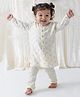 Tiber Taber Cotton Woven Full Sleeves Floral Foil Printed Kurta Pyjama Set - Cream
