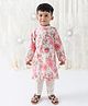 Tiber Taber Viscose Woven Full Sleeves Floral Printed Kurta Pyjama Set - Cream