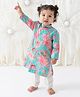 Tiber Taber Viscose Woven Full Sleeves Floral Printed Kurta Pyjama Set - Blue