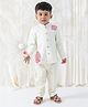 Tiber Taber Viscose Woven Full Sleeves Floral Embroidered Kurta Pant Set - Cream