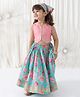 Tiber Taber Cotton Woven Sleeveless Floral Printed Lehenga & Gota lace Embellished Choli With Head Bandana Set - Pink