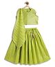 Tiber Taber Cotton Woven Sleeveless Foil Striped Coordinating Lehenga Choli With Dupatta Set - Green