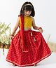 Tiber Taber Cotton Woven Sleeveless Bandhani Printed & Gota Lace Embellished Lehenga Choli With Dupatta Set - Yellow