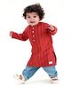 Tiber Taber 100% Cotton Woven Full Sleeves Geometric Printed Kurta - Red