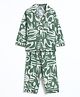 Cocoon Care Bamboo Cotton Woven Full Sleeves Abstract Printed Coordinating Unisex Night Suit Set - Green