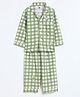 Cocoon Care Bamboo Cotton Woven Full Sleeves Checked & Duck Printed Coordinating Night Suit Set - Green