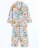 Cocoon Care Bamboo Cotton Woven Full Sleeves Insects Printed Coordinating Unisex Night Suit Set - Multi Colour