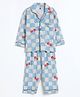 Cocoon Care Bamboo Cotton Woven Full Sleeves Checked & Cherries Printed Coordinating Unisex Night Suit Set - Multi Colour