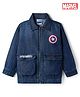 Pine Kids Marvel Denim Woven Full Sleeves Jacket With Captain America Graphics - Navy Blue