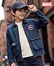 Pine Kids Marvel Denim Woven Full Sleeves Jacket With Captain America Graphics - Navy Blue