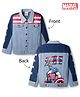 Pine Kids Marvel 100% Cotton Woven Full Sleeves Cut N Sew Denim Jacket With Front & Back Captain America Graphics - Light Blue