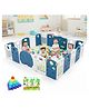 Metreno 18 Panel Playpen Play Yard for Baby With Play Mat, Gate and Balls  Kids Activity Playards for Kids, Blue