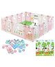 Metreno 16 panel playpen play yard for baby playpens with play mat, Gate and Balls kids activity playards for Kids, Pink
