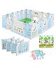 Metreno 18 Panel Playpen Play Yard for Babies Upto 5 Years Baby Playpens With Play Mat, Gate and Balls Kids Activity Playards, Blue