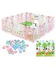 Metreno 18 Panel Playpen Play Yard for Babies Upto 5 Years Baby Playpens With Play Mat, Gate and Balls Kids Activity Playards, Pink
