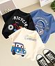 Googo Gaaga Cotton Knit Pack of 3 Half Sleeves Car Printed Tees - Cream Black & Blue