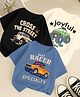 Googo Gaaga Cotton Knit Pack of 3 Half Sleeves Monster Truck Printed Tees - Blue Black & Cream