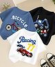Googo Gaaga Cotton Knit Pack of 3 Half Sleeves Construction Vehicle Printed Tees - White Blue & Black