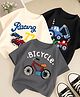 Googo Gaaga Cotton Knit Pack of 3 Half Sleeves Bicycle Printed Tees - Grey Cream & Black