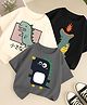 Googo Gaaga 100% Cotton Single Jersey Knit Half Sleeves Penguin Printed T-shirt Set of 3 - Grey Cream & Black