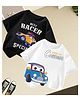 Googo Gaaga Cotton Knit Pack of 2 Half Sleeves Car Printed Tees - White & Black