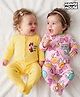 Babyhug Disney Interlock Knit Full Sleeves Sleepsuits With Minnie Mouse Graphics Pack Of 2 - Yellow & Pink