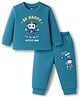 Zero Interlock Knit Full Sleeves T- Shirt and Joggers Set with Be Happy Little One Text Print - Blue