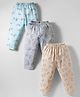 Zero Interlock Knit Full Length Lounge Pant with Vehicle Print Pack of 3 - Cream Aqua Blue & Silver