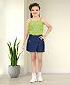 Lei-Chie Linen Woven Sleeveless Floral Embroidered Top Shorts Set - Green