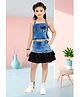 Lei-Chie Cotton Woven Sleeveless Butterfly Patch Detailed Top & Skirt Set - Black