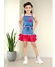 Lei-Chie Cotton Woven Sleeveless Butterfly Patch Detailed Top & Skirt Set - Red