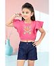 Lei-Chie Linen Woven Sleeveless Floral Embroidered Top & Shorts Set - Pink