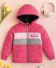 Trampoline Knit Full Sleeves Colour Blocked Winter Hooded Puffer Jacket -  Pink & Grey