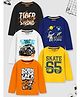 Trampoline Cotton Blend Knit Pack Of 5 Full Sleeves Jeep & Space Theme Printed Tees - Multi Colour