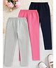 Trampoline Cotton Lycra Knit Pack Of 3 Solid Leggings - Black Pink & Grey