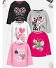 Trampoline Cotton Blend Knit Pack Of 5 Full Sleeves Love Text Butterfly & Floral Printed Tees - Multi Colour