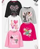 Trampoline Cotton Blend Knit Pack Of 5 Full Sleeves Love Text Butterfly & Floral Printed Tees - Multi Colour