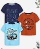 Trampoline Cotton Blend Knit Pack Of 3 Half Sleeves Typography & Vehicles Printed Tees - Multi Colour