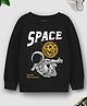 Trampoline Fleece Knit Full Sleeves Space Theme Printed Winter Sweatshirt - Black