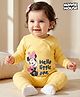 Babyhug Disney Interlock Knit Full Sleeves Romper with Minnie Mouse Graphics - Yellow