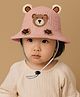 Bembika Bear Face Patch & Ear Applique Detailed Crochet Sun Hat - Pink - Circumference 54 Cms