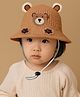 Bembika Bear Face Patch & Ear Applique Detailed Crochet Sun Hat - Khaki - Circumfrence 54 Cms