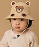 Bembika Crochet Sun Hat with Bear Face Patch & Ear Applique Detailed - Beige - Circumfrence 54 Cms